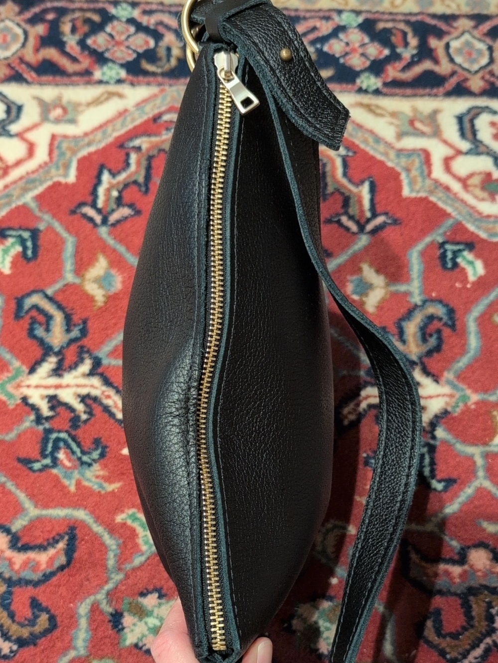 Small Slouchy Bag By Portland Leather Goods In Pebbled Black Leather - Picture 5 of 14